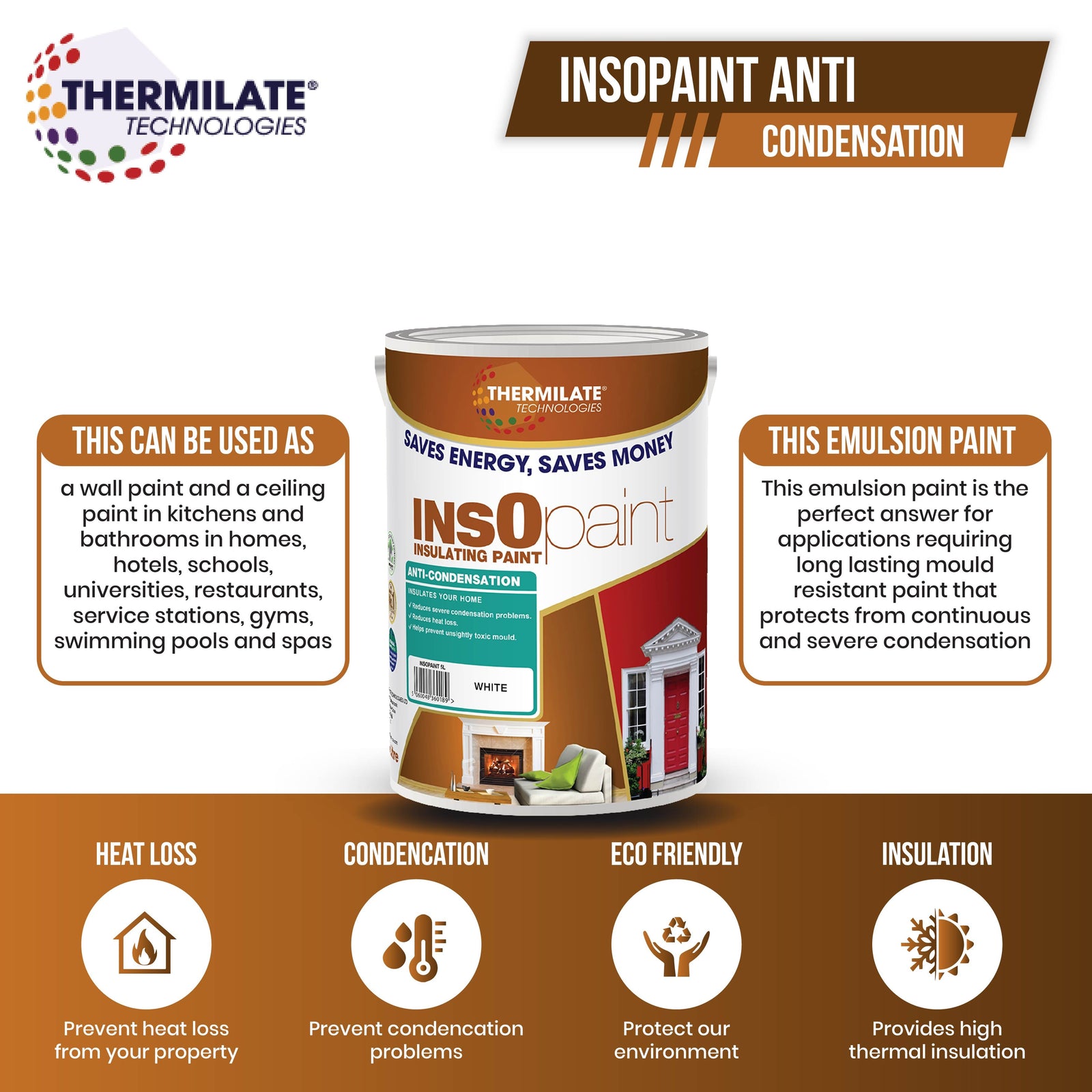 Insopaint Anti Condensation Paint - Stops Condensation On Interior Walls & Ceilings | 5l | Baby Pink