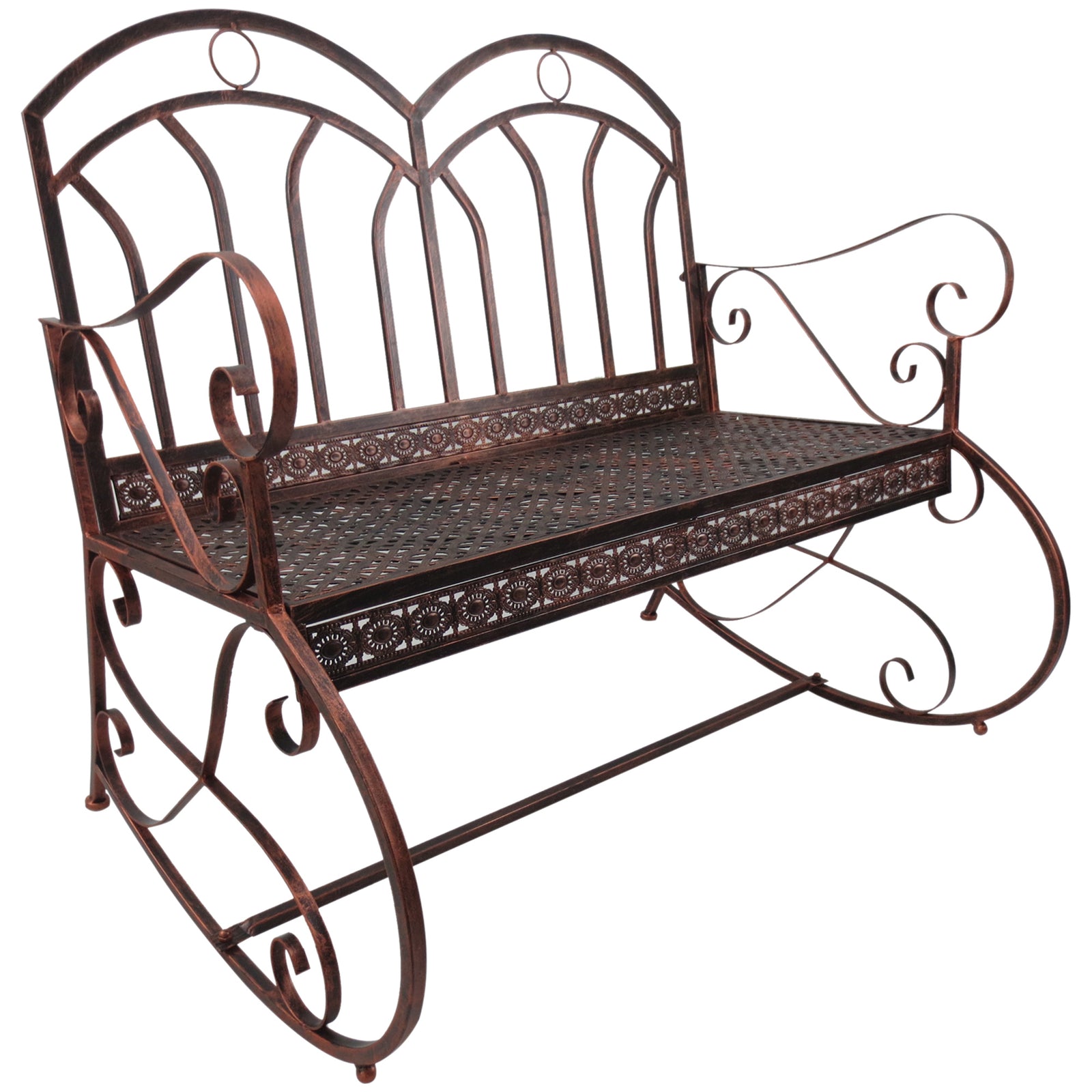 Rocking Swing Bench, 3 Seater, Metal, Bronze