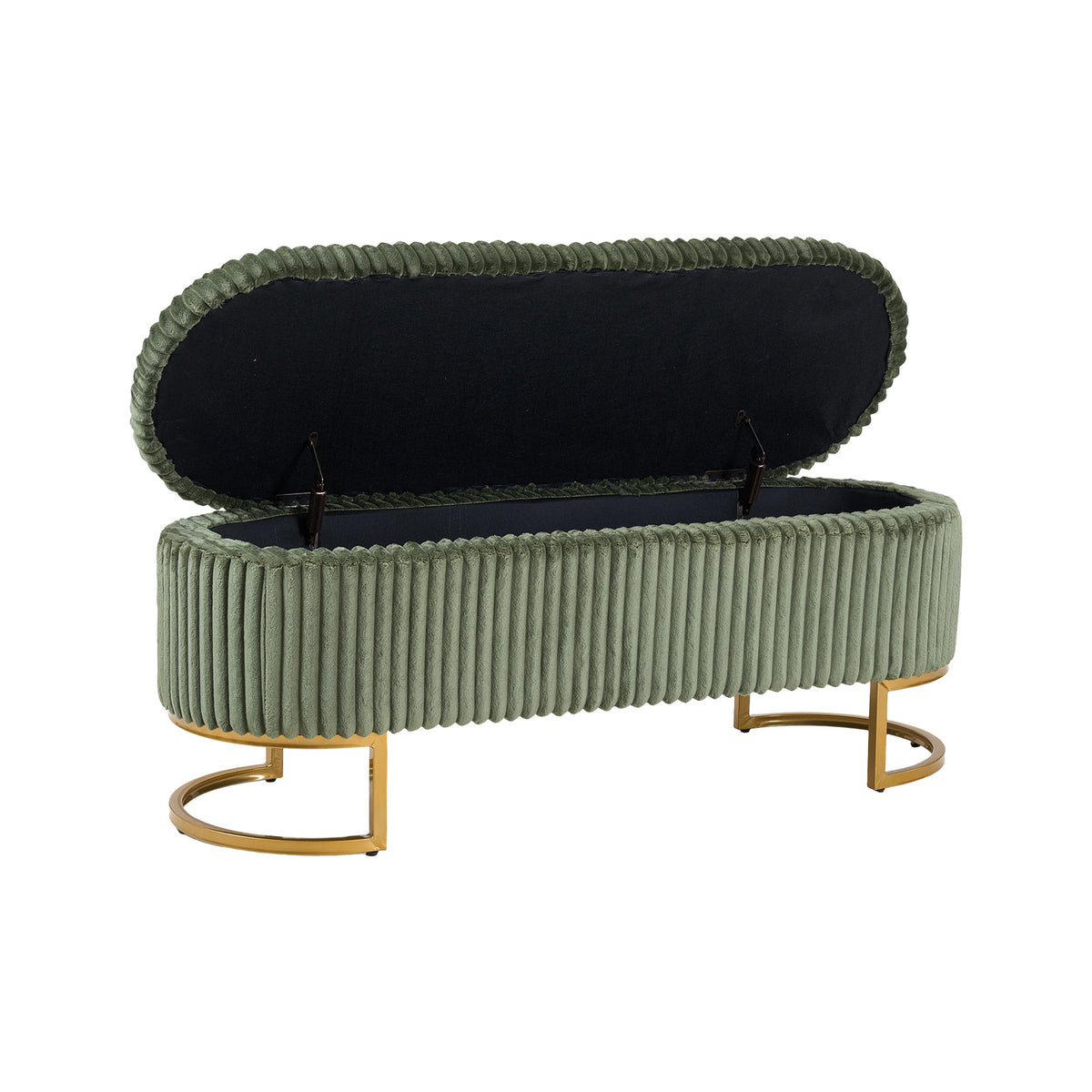 Corduroy Upholstered Storage Bench | Green