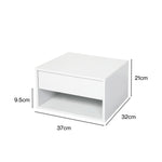 Bedside Table Floating Set Of 2 Wall Mounted Drawer Open Shelf White | White