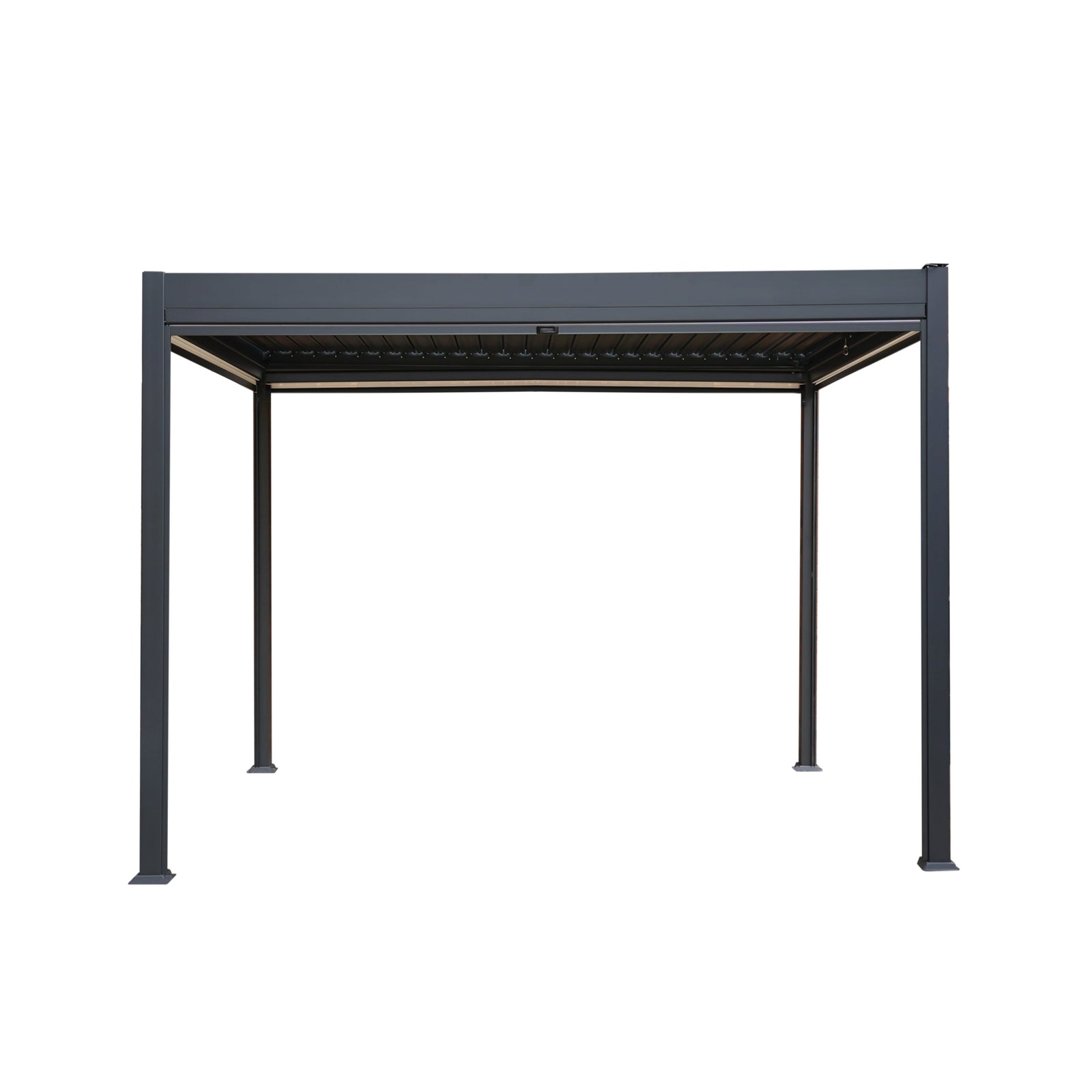 Anthracite Aluminium Pergola With White Blinds | 3m x 3m | Anthracite