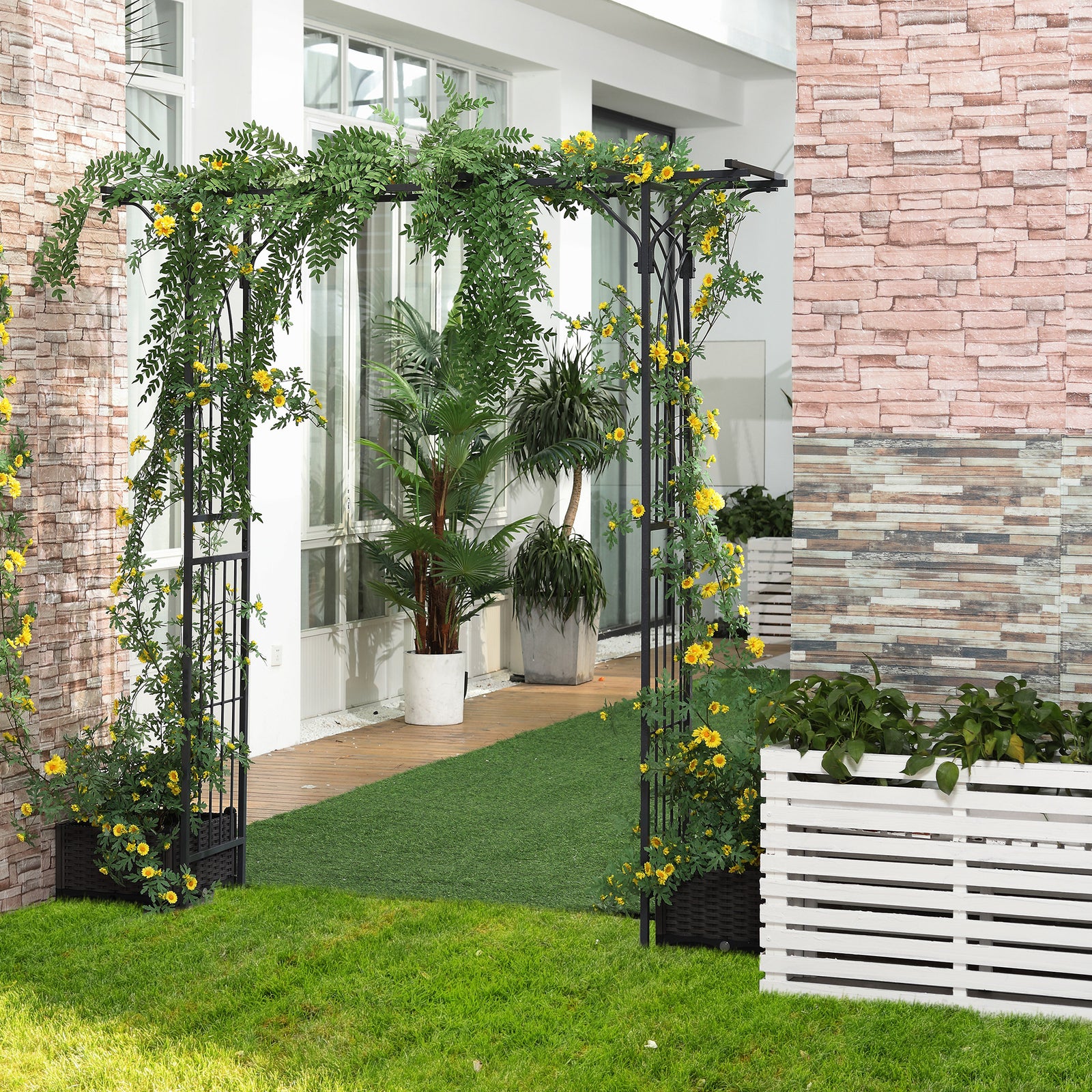 Outsunny Garden Arch Arbor For Decorative Climbing Plants Lawn Garden