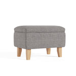 Linen Upholstered Storage Ottoman Footstool & Footrest With Hidden Storage, 49 X 33 X 34 Cm