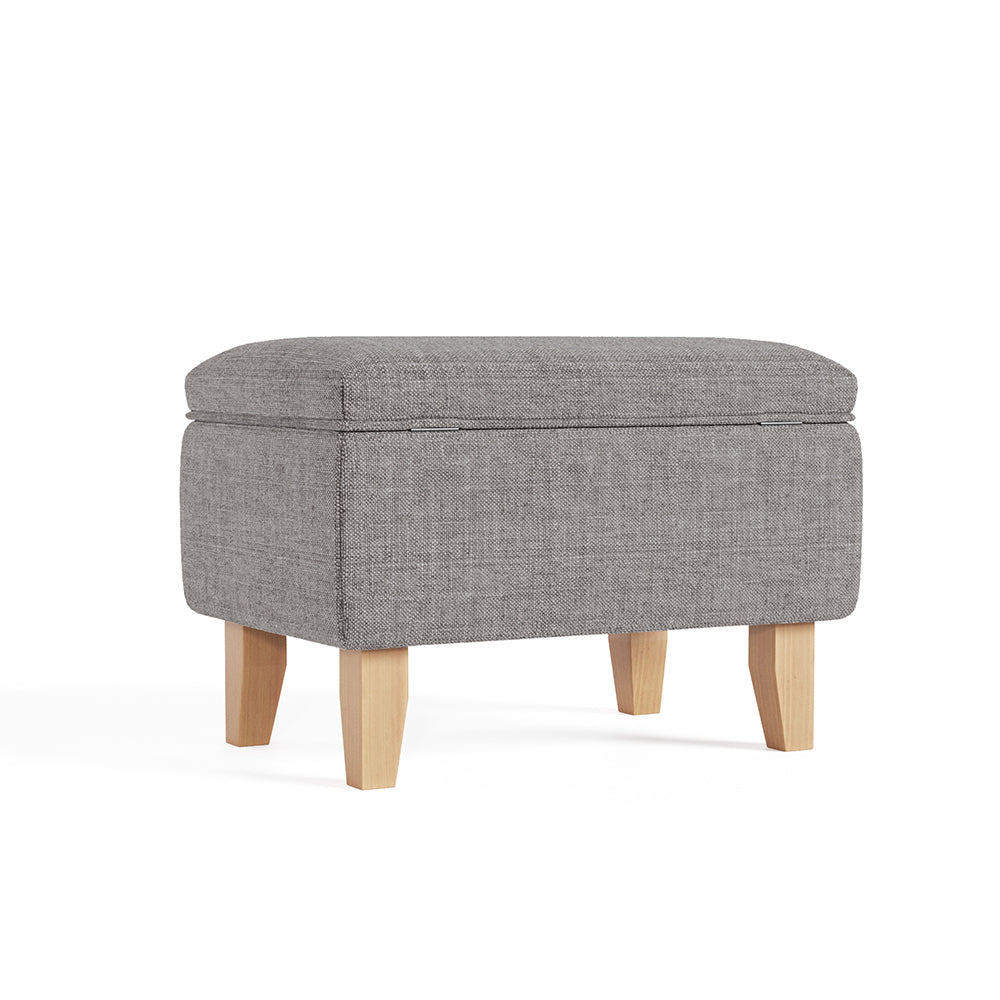 Linen Upholstered Storage Ottoman Footstool & Footrest With Hidden Storage, 49 X 33 X 34 Cm