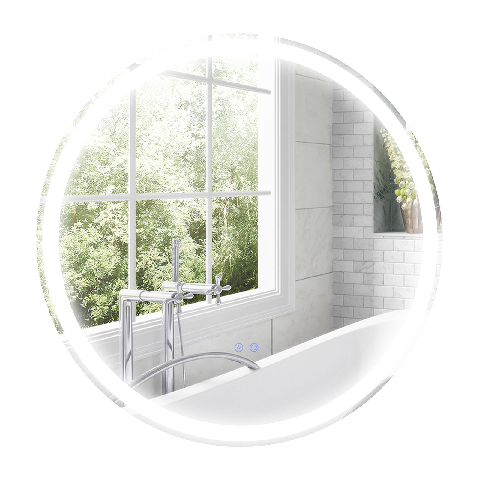 60x60/70x70cm Dimmable Bathroom Mirror With 3 Colours Led | Medium | Silver