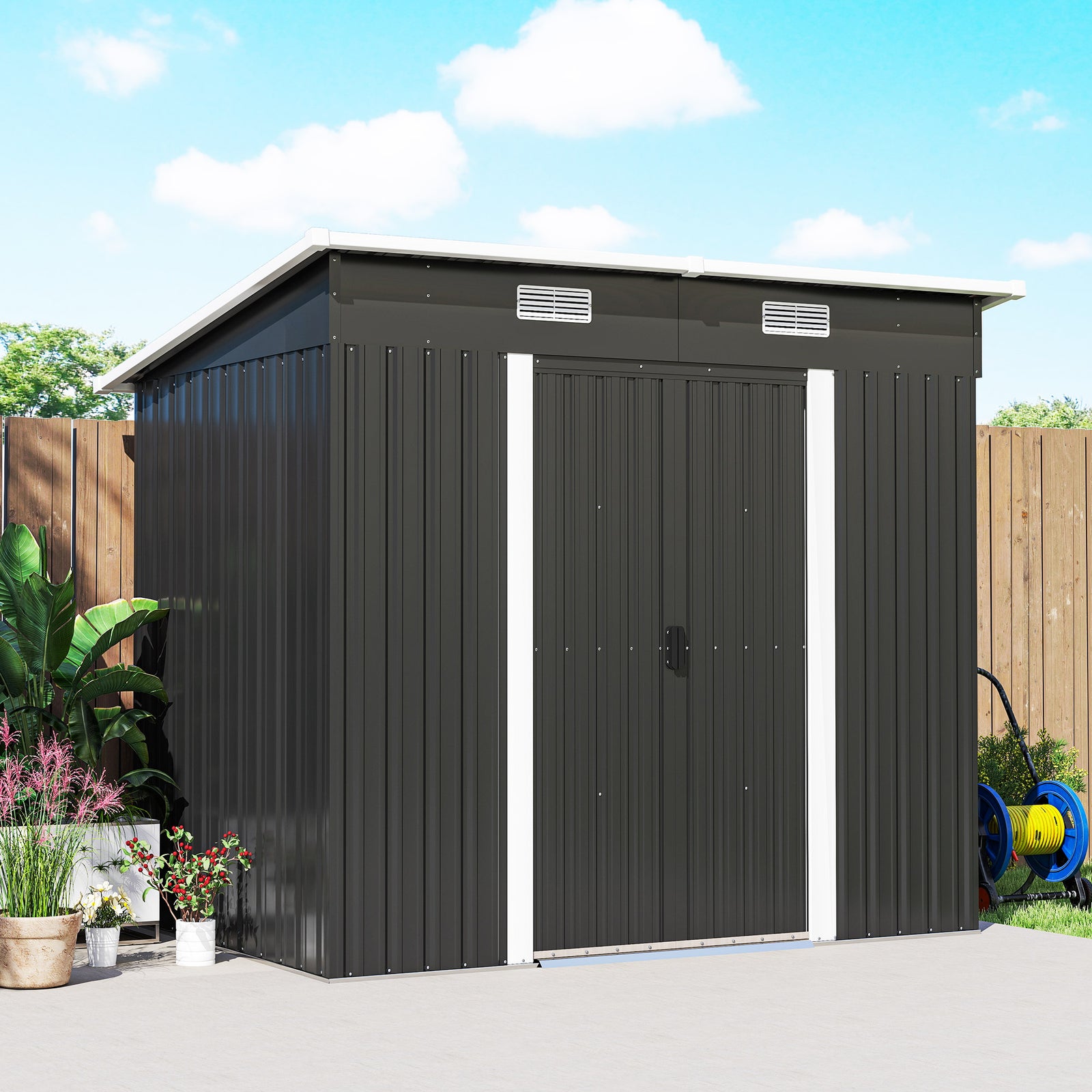 7 X 4ft Outdoor Garden Storage Shed For Garden | Black