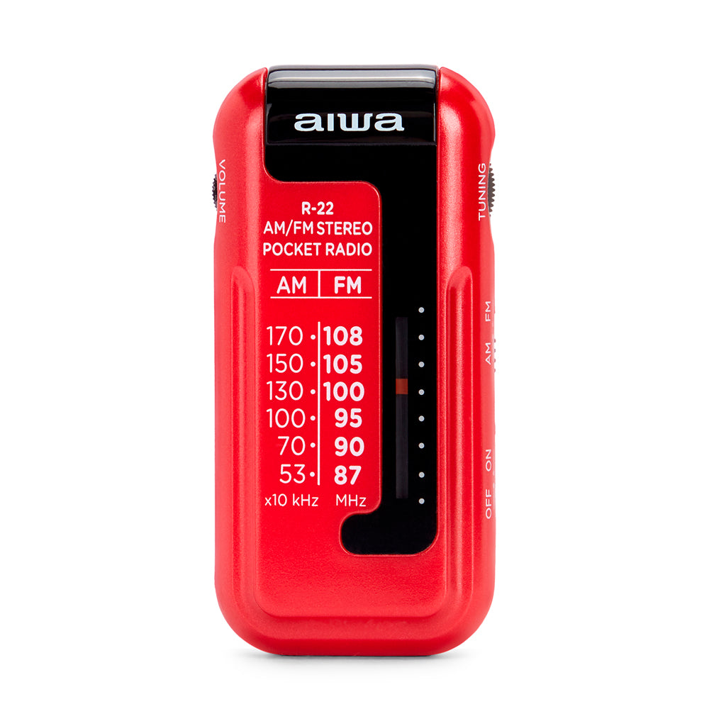 R-22 Mw/fm Stereo Pocket Radio With Headphones | Red
