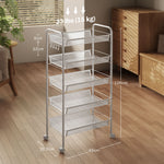 5 Tier Rolling Cart, Mesh Baskets White