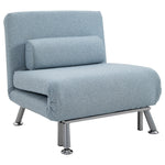Single Folding 5 Position Convertible Sleeper Chair Sofa Bed | One Size | Blue