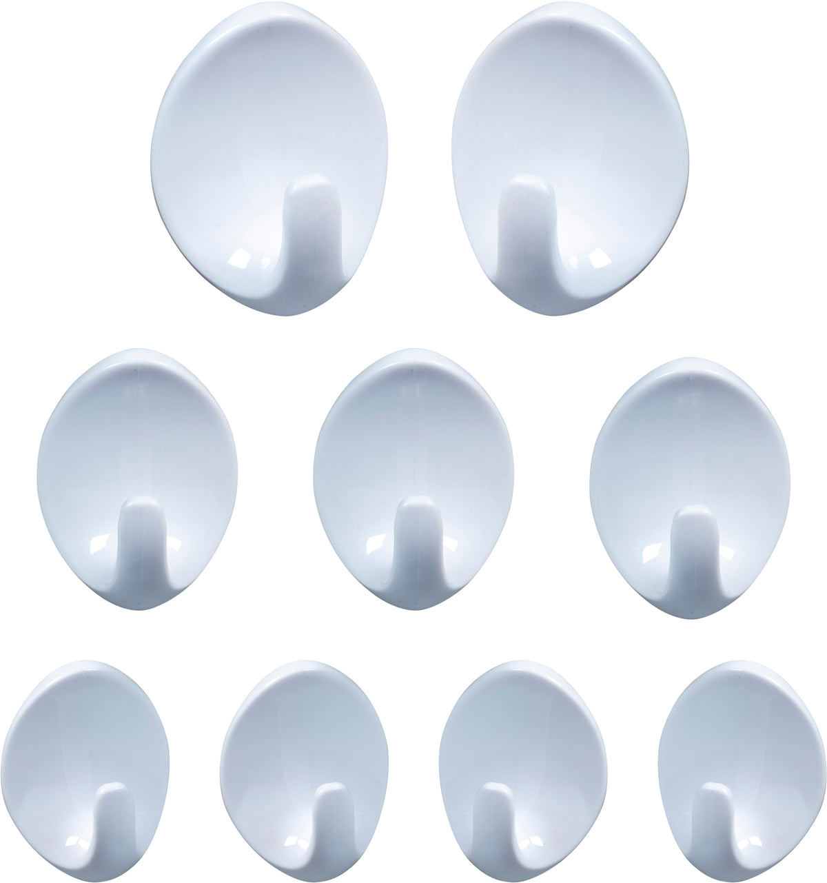 St Helens Assorted Self Adhesive Oval Shaped Plastic Hooks (pack Of 9)