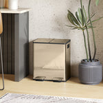 2 X 20l Dual Rubbish Bin Pedal Bin For Recycling And Waste | Gold