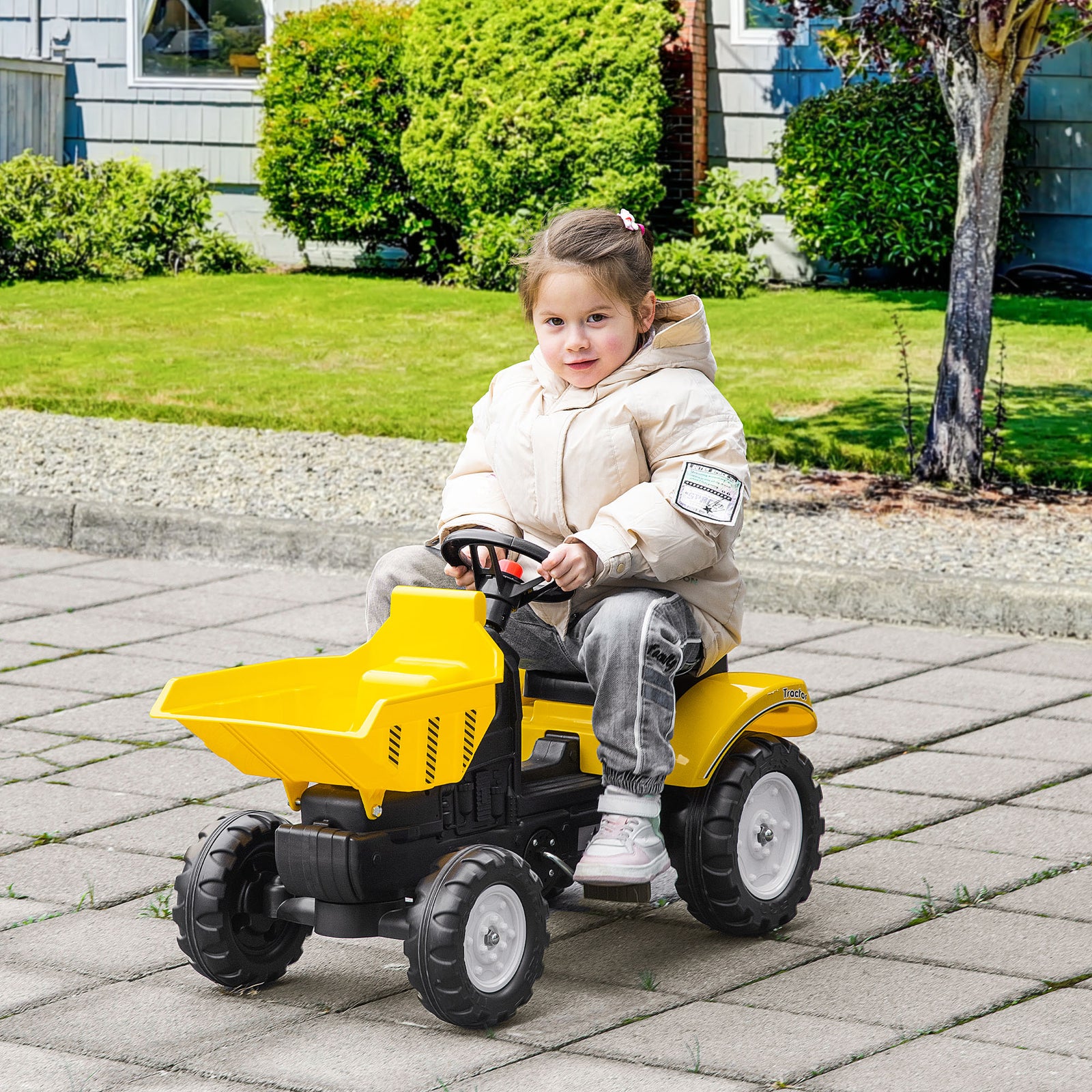 Ride On Tractor No Power For Kids With Manual Control Bucket