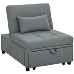 4-in-1 Pull Out Sleeper Chair Bed With Pockets | Grey