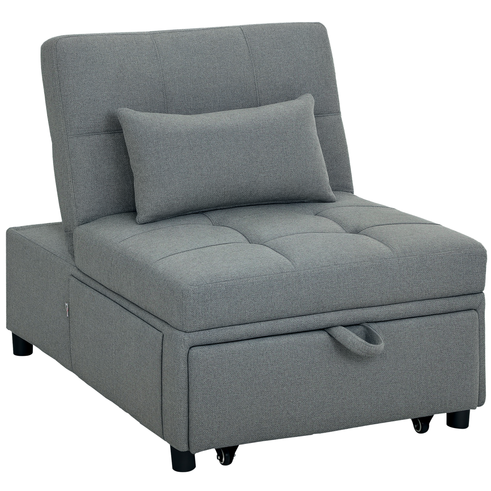 4-in-1 Pull Out Sleeper Chair Bed With Pockets | Grey