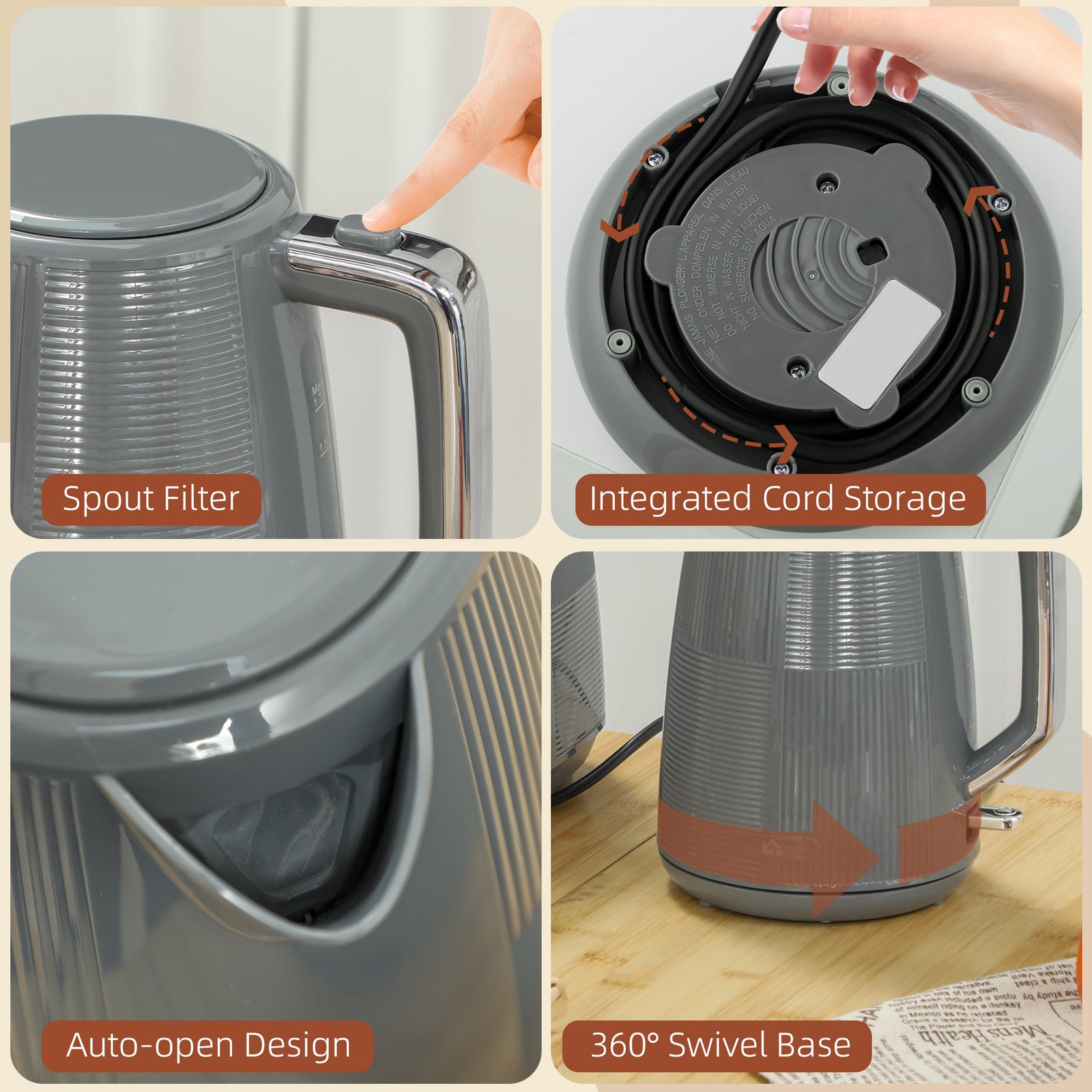 1.7l Fast Boil Electric Kettle And 2 Slice Water Toaster Set