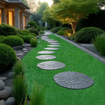 Rubber Stepping Stone Grey Log Design Garden Decoration | Set of 2 | Grey