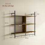 Wall Shelf Unit With 4 Hooks For Living Room | One Size | Brown