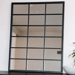 Kyō - Metal Rectangle Lattice Window Mirror | 90cm x 70cm | Black