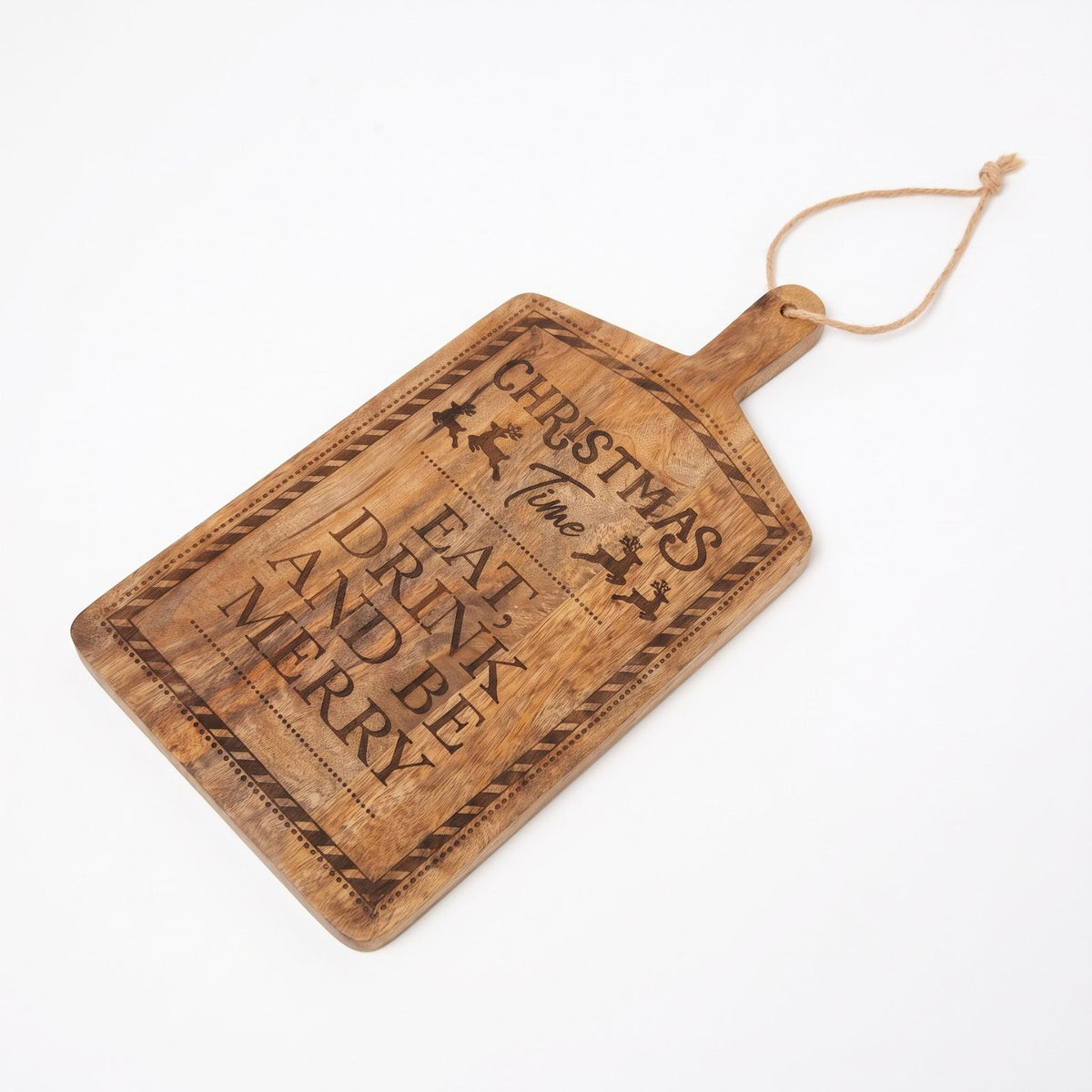 Mango Wood Christmas Serving Board, Eat Drink And Be Merry