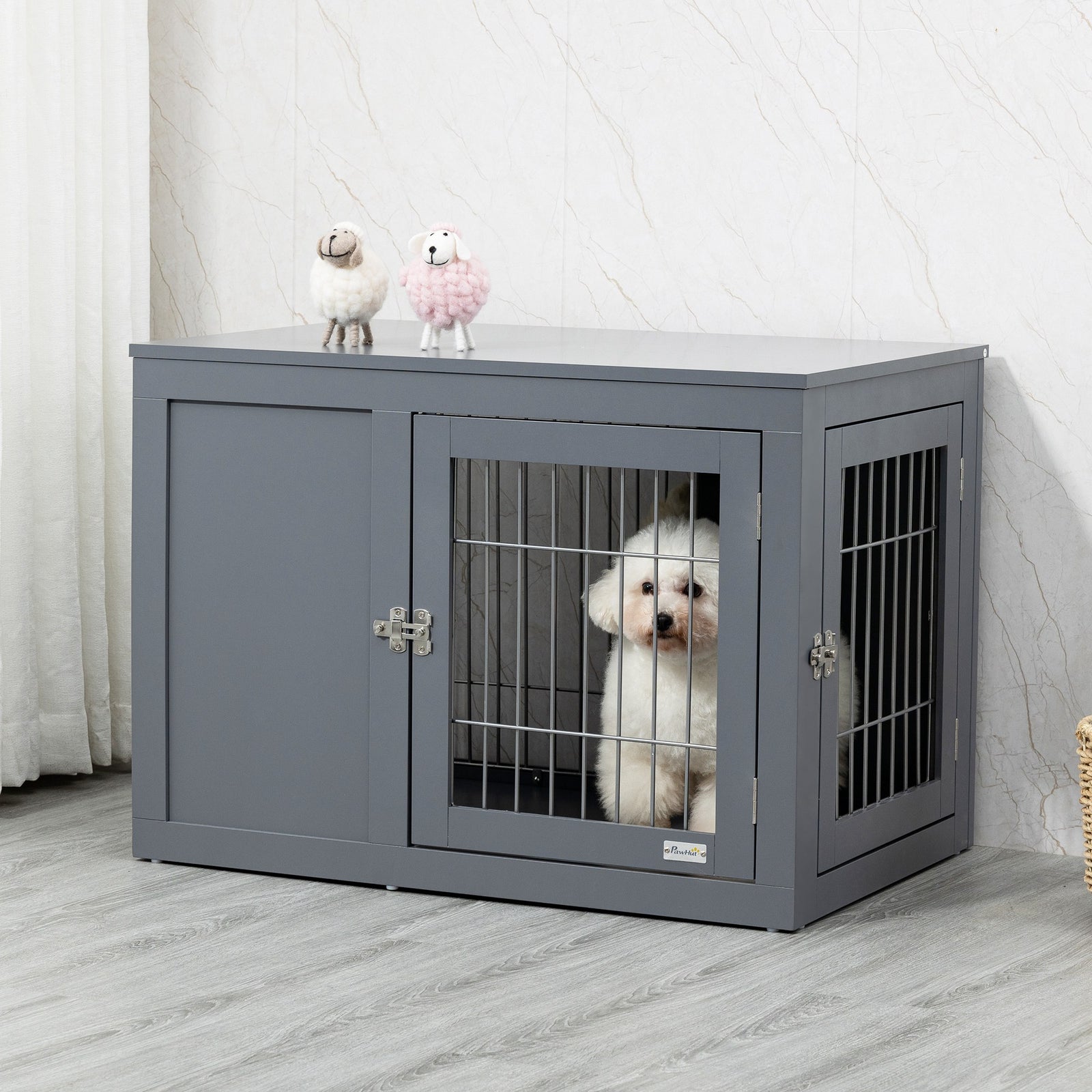 Furniture-style Dog Crate End Table W/ Two Doors
