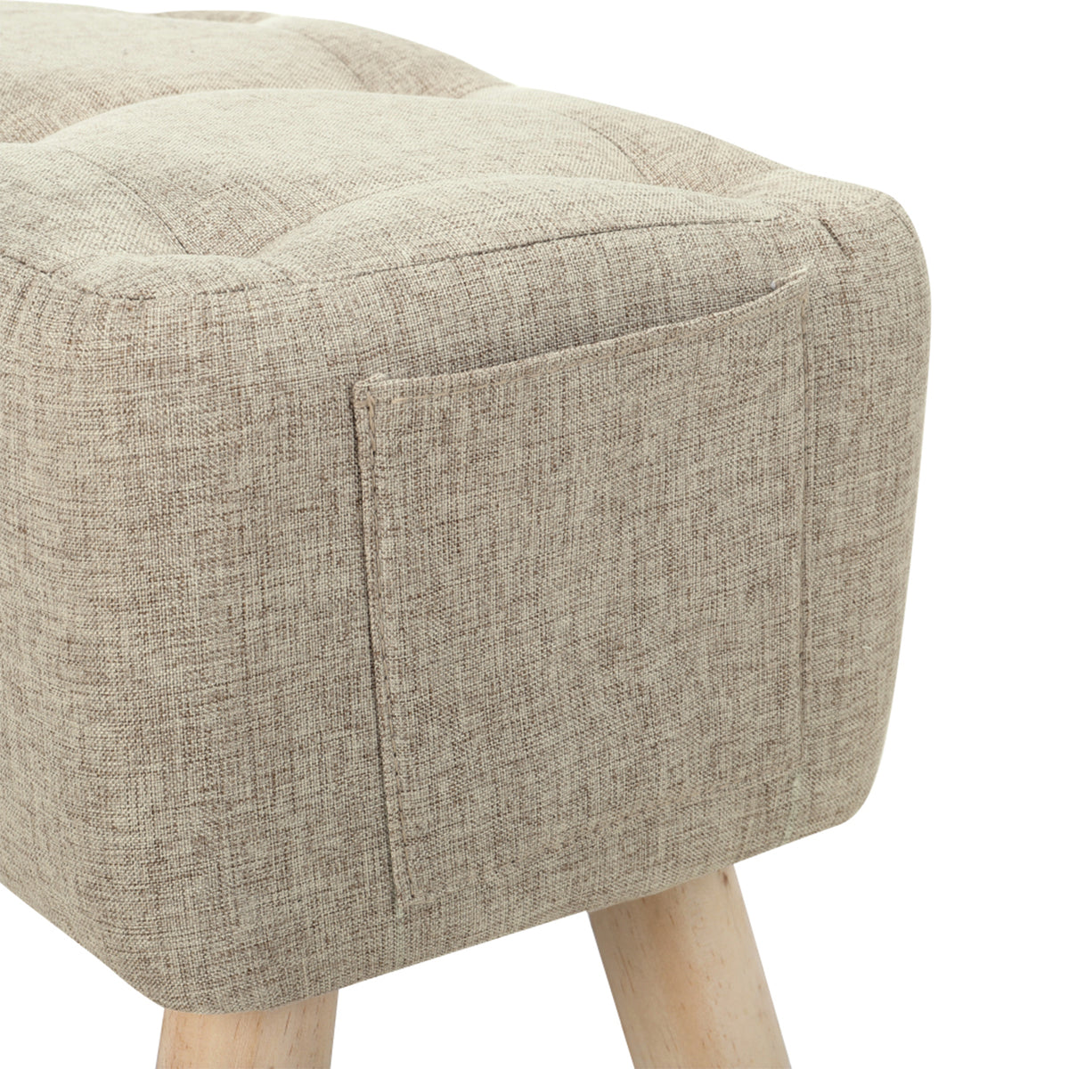 Living and Home Linen Upholstered Ottoman Footstool With Pocket