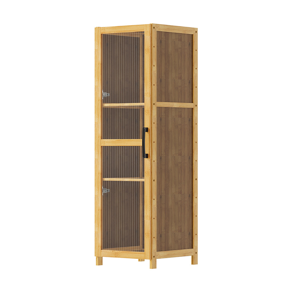 3-tier Narrow Bookcase Storage Cabinet With Acrylic 30cm W Door