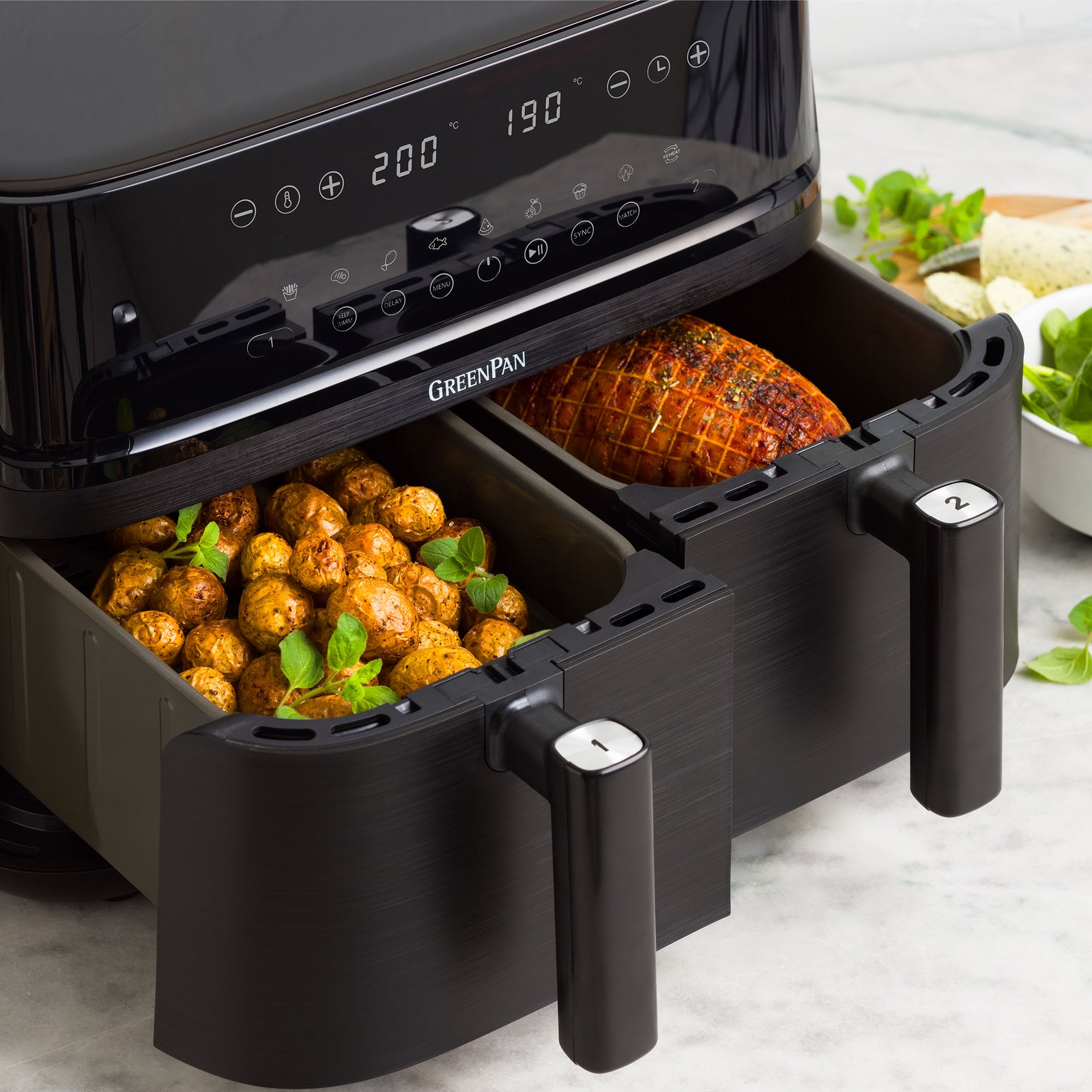 Switch Dual Air Fryer With Extra Large 10l Capacity, Pfas-free Drawer | Black