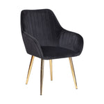 Set Of 2 Dining Velvet Arm Chair Padded Seat Kitchen Home Office Lounge Chair | One Size | Black