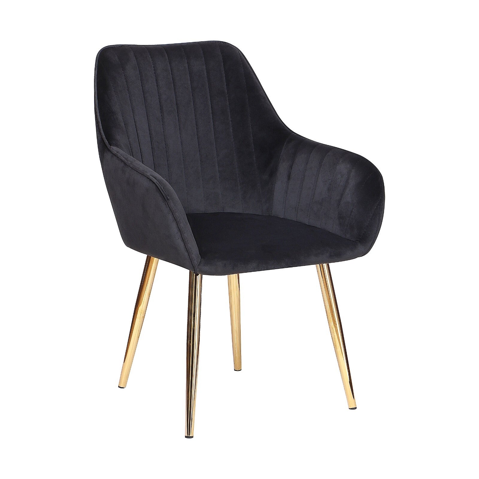 Set Of 2 Dining Velvet Arm Chair Padded Seat Kitchen Home Office Lounge Chair | One Size | Black