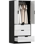 Modern Wardrobe White Wardrobe With 3 Drawer And Hanging Rod