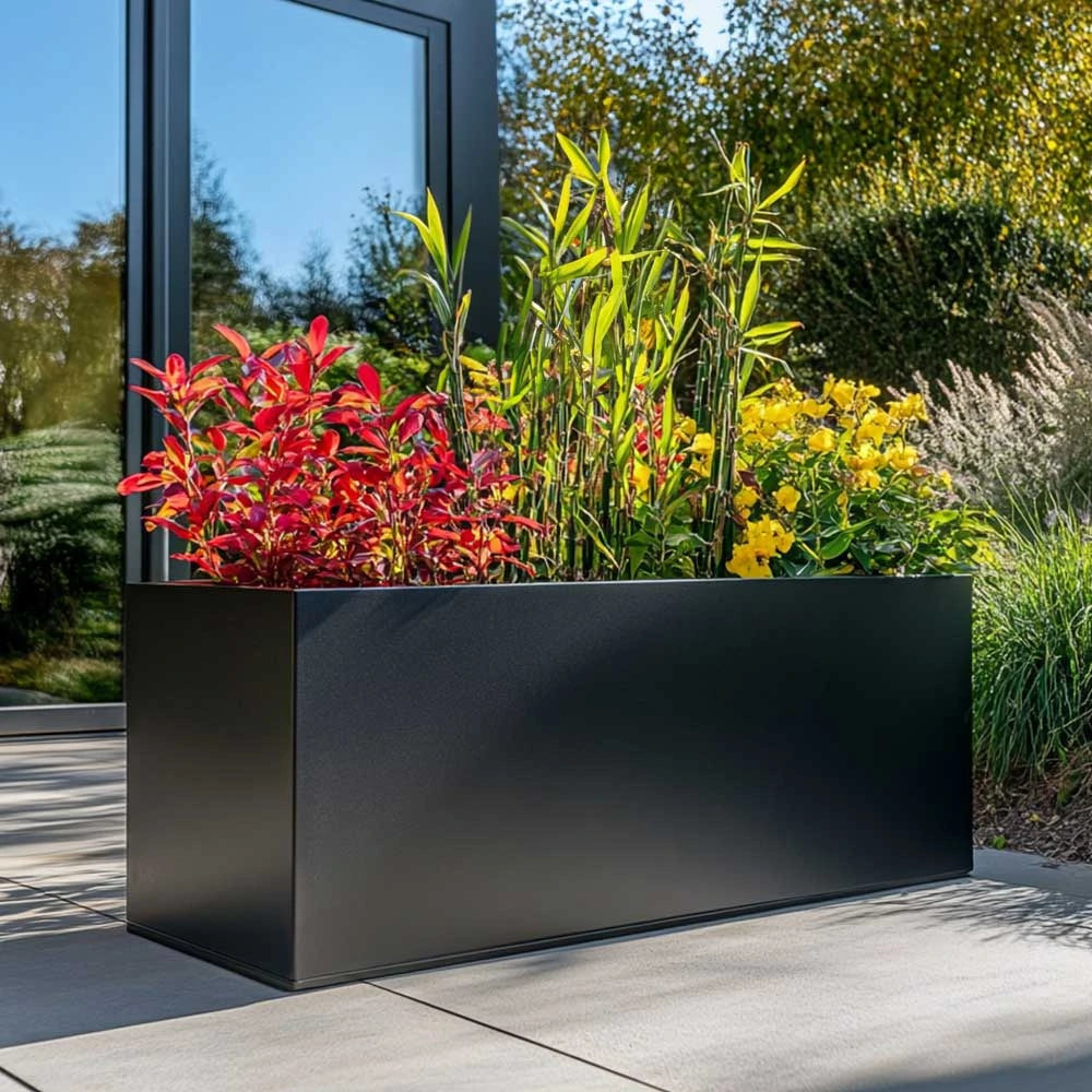 Zinc Galvanised Trough Planter | 100cm x 40cm x 40cm | Matte Black