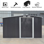 8x8ft Outdoor Garden Metal Storage Shed With Log Rack Waterproof Tool Firewood Storage | Large | Black