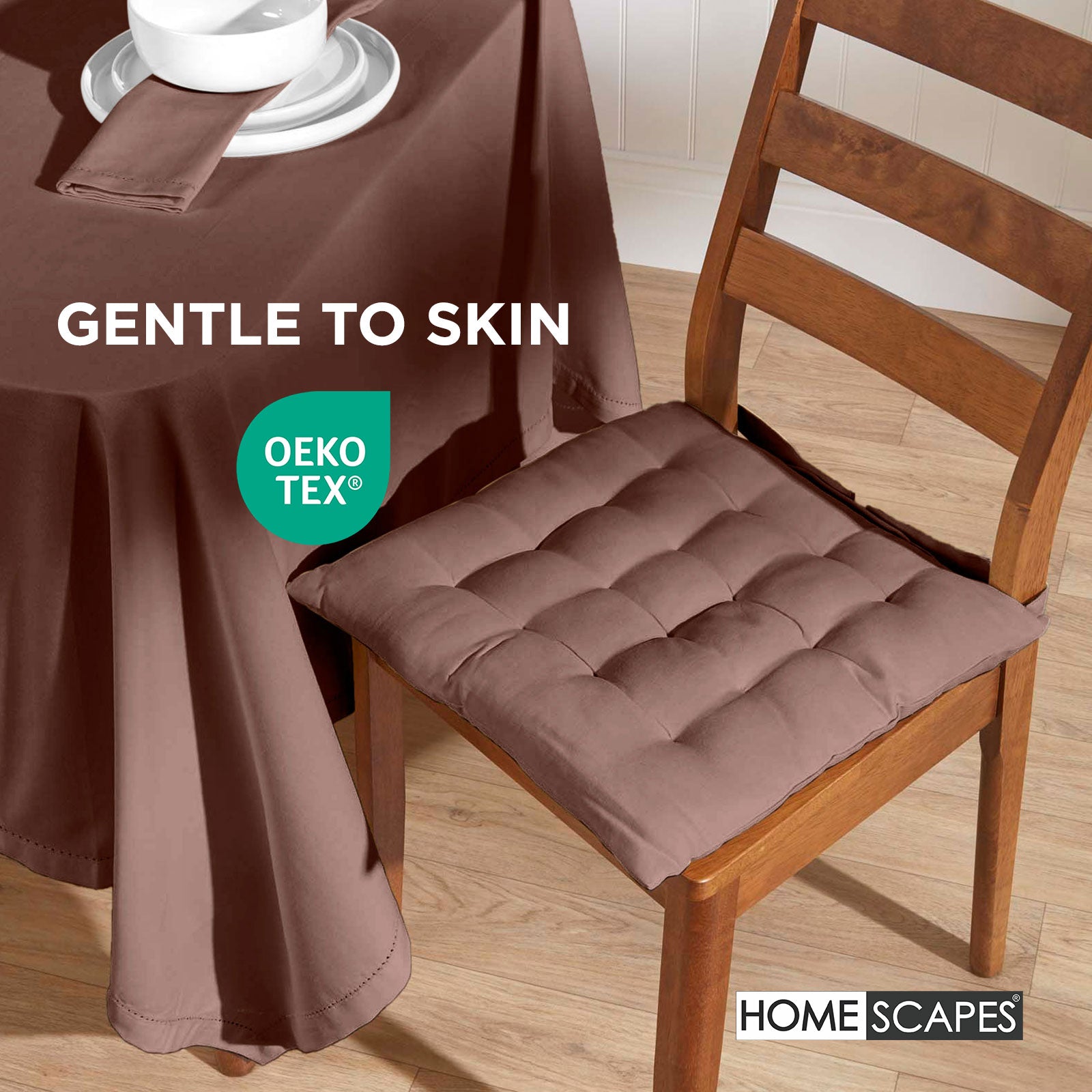 100% Cotton Seat Pads Plain Chair Cushions For Dining Room, Kitchen, Or Outdoor Garden Use | Set-of-1 | Chocolate