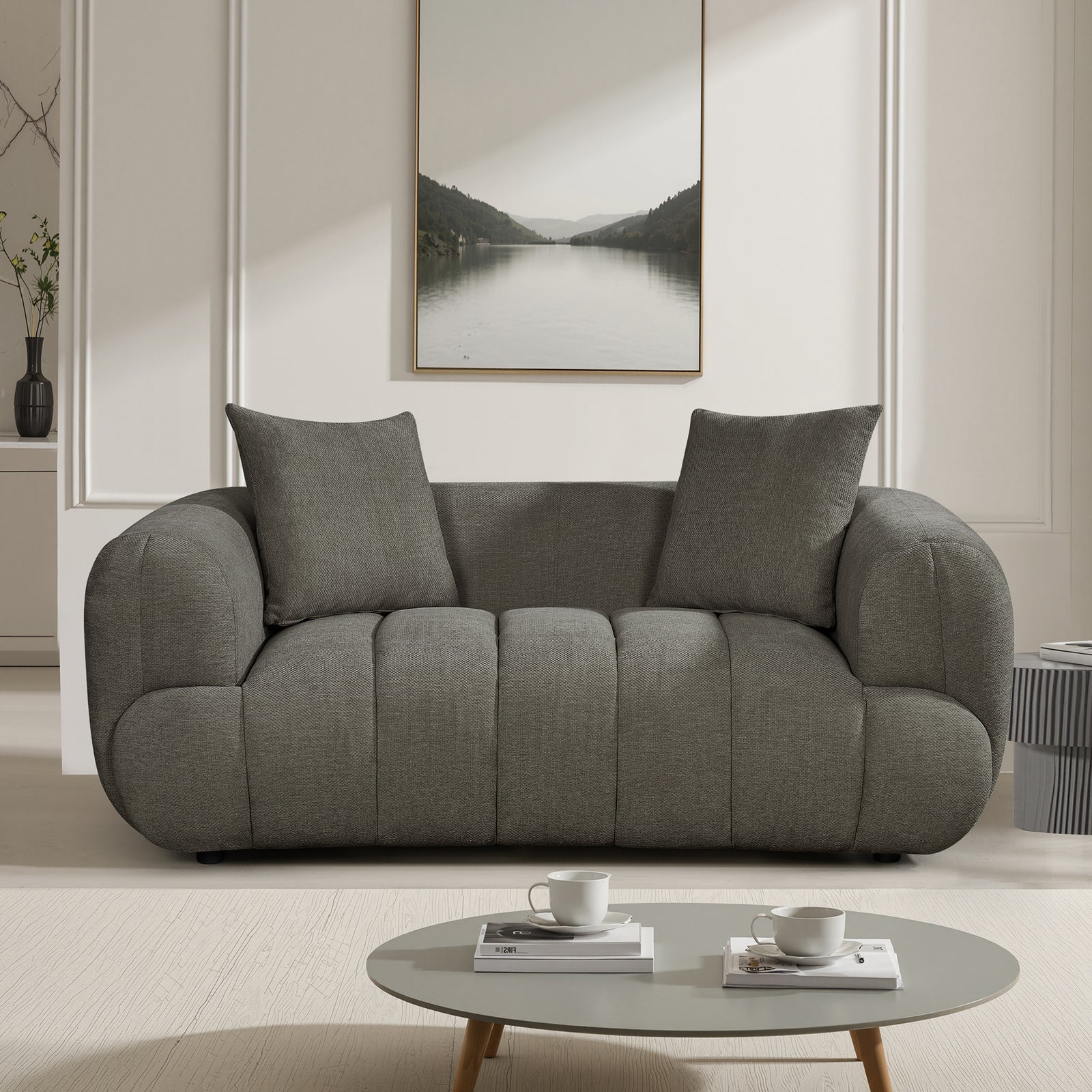 Claremont Soft Fabric 2 Seat Sofa | Charcoal Grey