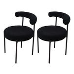 Set Of 2 Sherpa Fleece Dining Chairs With  Backrest And Metal Frame – Soft, Modern, And Cozy Seating For Dining Or Living Spaces | Black