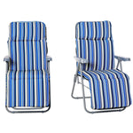 Set Of 2 Adjustable Sun Lounger Recliner Reclining Seat | Blue