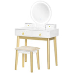 Dressing Table Set With Led Mirror Stool 4 Drawers
