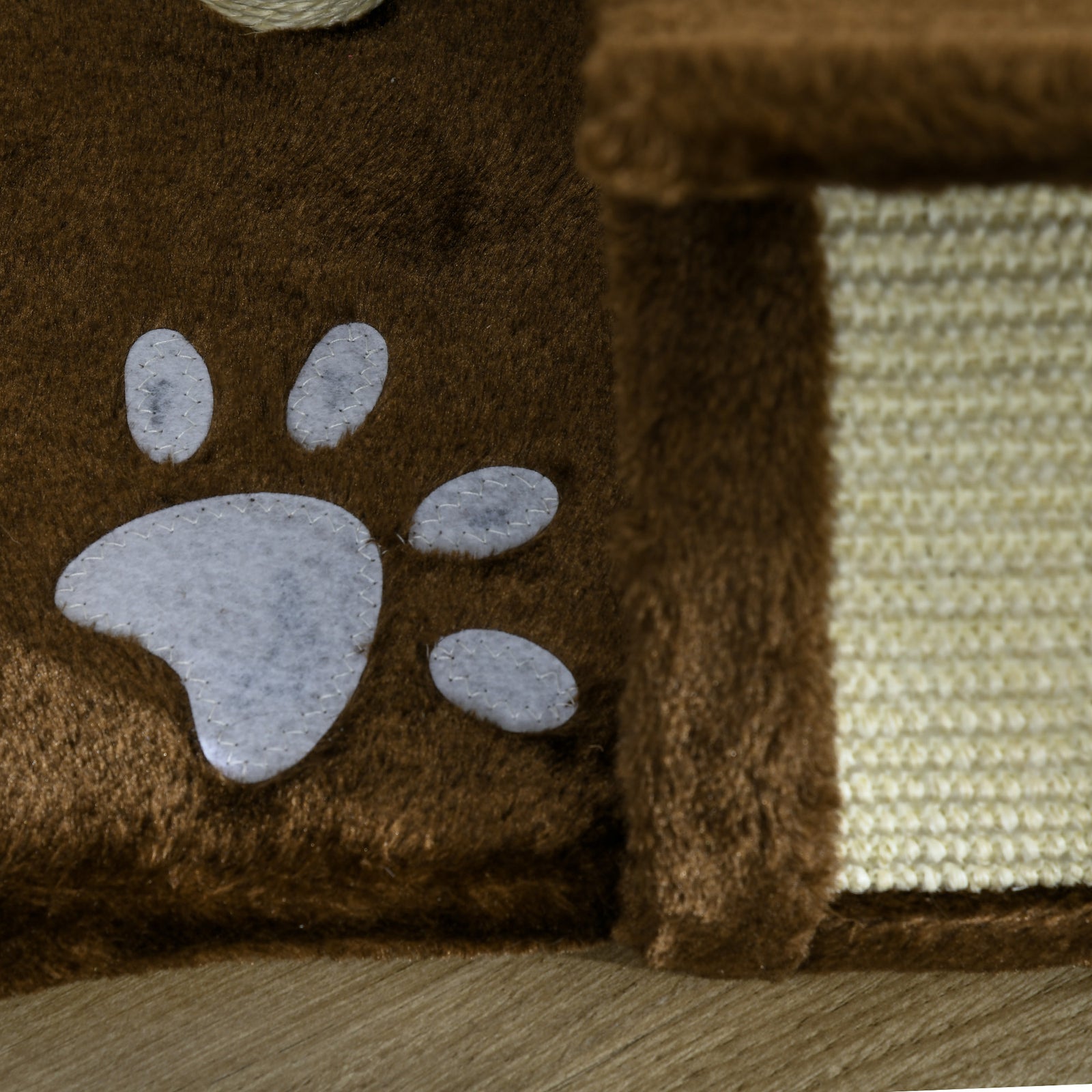 Cat Tree Plush Scratcher Kitty Activity Play Centre Tunnel Dangling Ball | Brown
