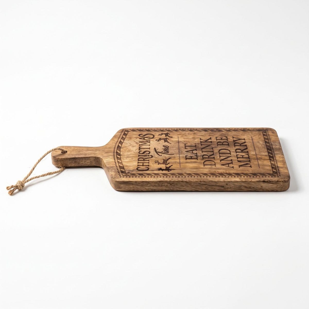 Mango Wood Christmas Serving Board, Eat Drink And Be Merry