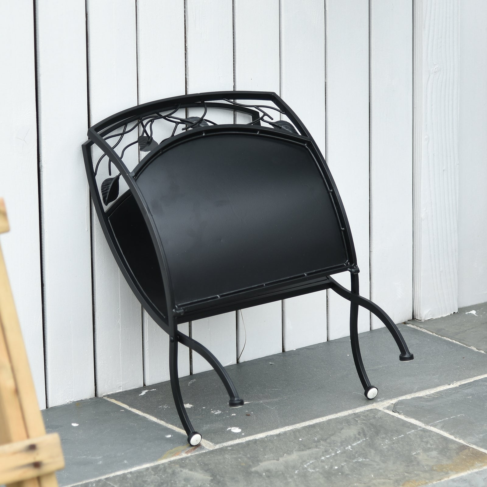 Iron Folding Log Rack W/ Scroll Panels