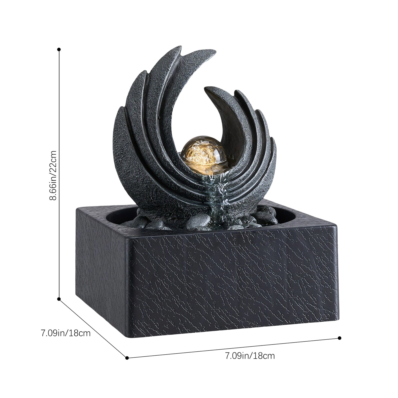 Tabletop Waterfall Fountain With Led Crystal Ball Fountain For Meditation Decor