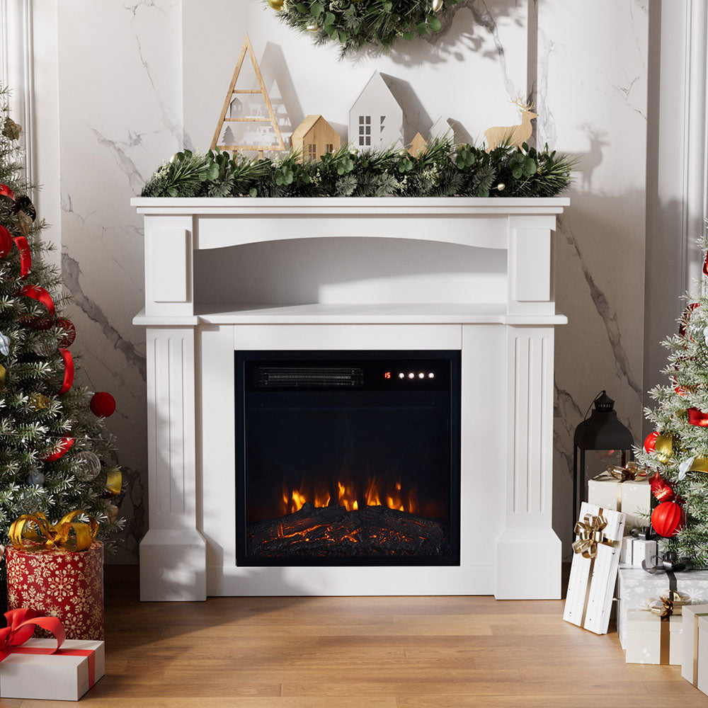 Remote Control Electric Fireplace With Wooden Mantel