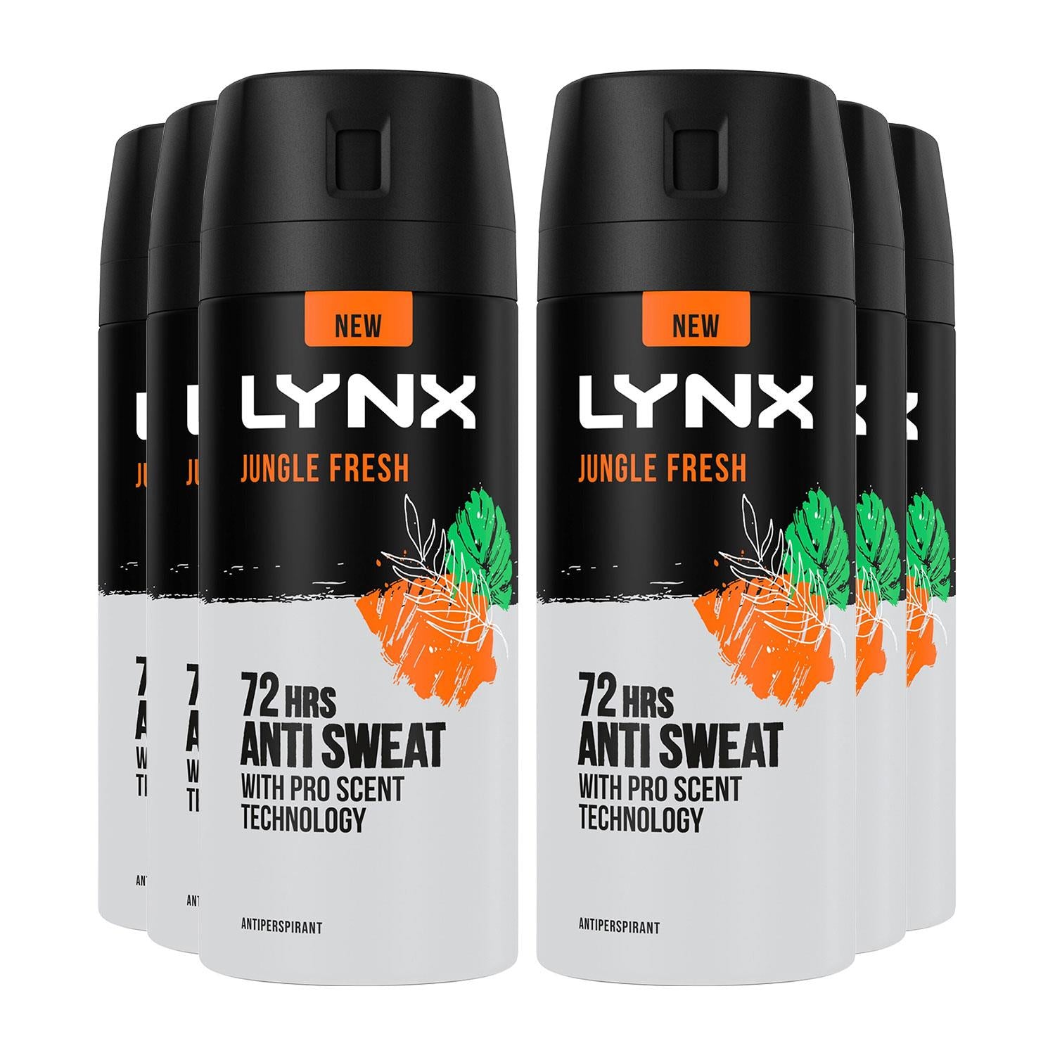 Jungle Fresh 72 Hrs Anti Sweat Anti-perspirant Body Spray For Men, 6x 150ml