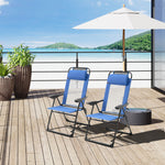 Garden Chairs Set Of 2 Folding Camping Chair Recliners | Blue