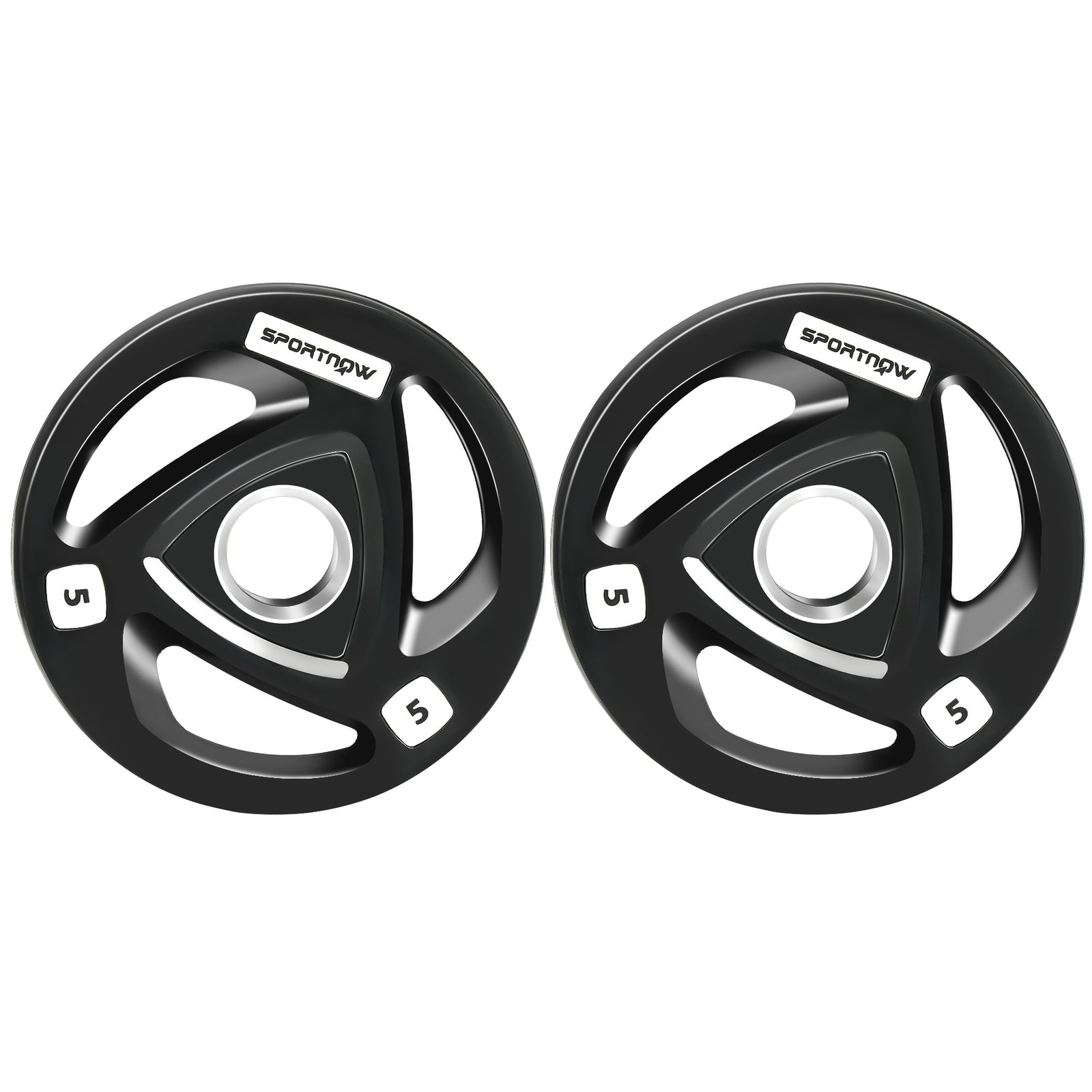 Olympic Weight Plates Tri-grip Barbell Weights Set - 5kg per plate | Black