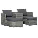 Outsunny 3 Piece Rattan Garden Furniture Set, Double Lounge & Table