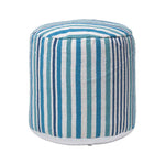 HOMESCAPES Blue And White Stripe Bean Filled Pouffe Tall 45 X 40 Cm