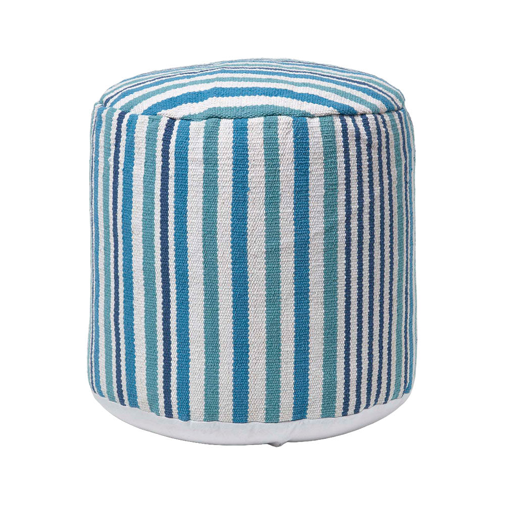 HOMESCAPES Blue And White Stripe Bean Filled Pouffe Tall 45 X 40 Cm