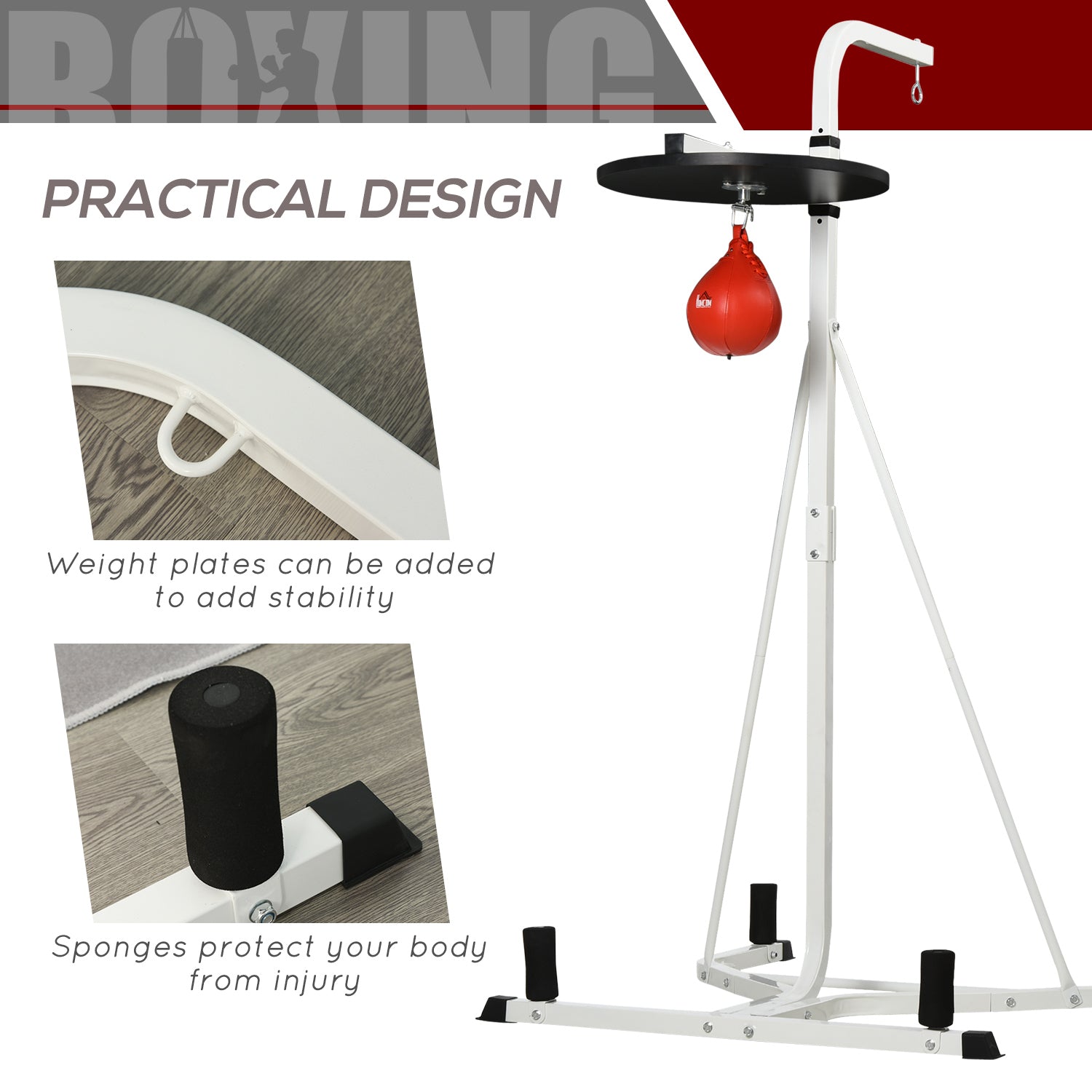 Free-standing Adjustable Speed Bag Platform | White