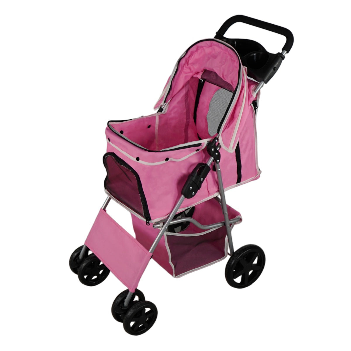 Pet Stroller With Rain Cover | Pink